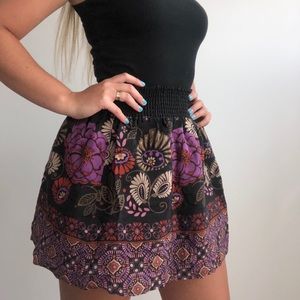 Flowy skirt with deep floral pattern